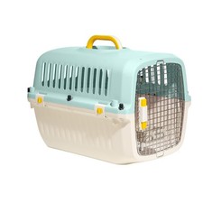 Plastic Travel Pet Kennel with Clip On Bowl Blue Portable Airline Approved Dog