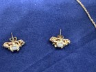 Costume Opal Gold Tone Pendant Chain Necklace With Matching Earrings & Ring — photo 9