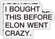 Tesla Anti Elon Musk Bumper Sticker 2 Pack 4x2.7in White Reflective Vinyl