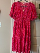 NWT Women's Jodiful Pink & Red Ruffle Tiered Dress Pink & Red Size Medium