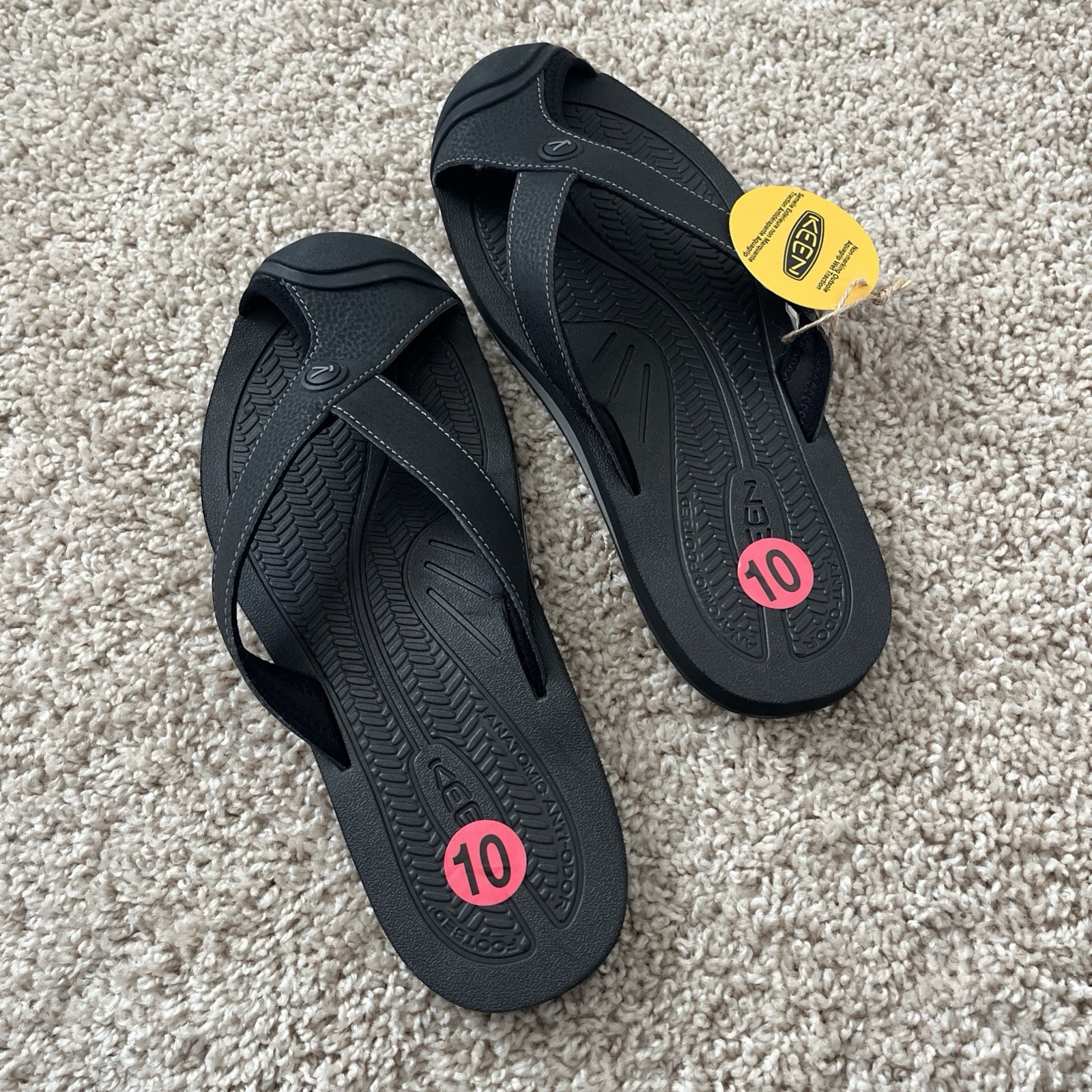 Sandali donna taglia 10 KEEN Barbados TG nero acciaio grigio infradito nuovi con etichette