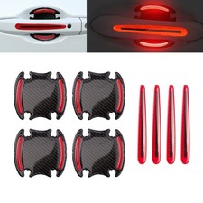 Car Door Handle Reflective Stickers Scratch Protective Cover Guard, Carbon Fi...