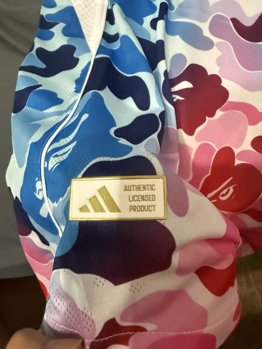 BAPE x Adidas Football Jersey- Blue/Pink | eBay