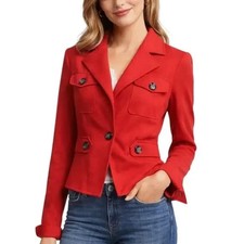 CAbi Little Red Jacket #3374 Tailored Ponte K...
