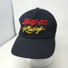 Vintage Snap On Tools Logo Racing Rope Snapback Black Hat 90s Cap Curved Brim