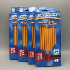 4 x Vintage Paper Mate American Classic Wood Pencils 24 Count Box HB #2 USA 2004