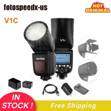 US Godox V1-C 2.4G TTL HSS Round Head Li-ion Camera Flash Speedlite Fr Canon EOS