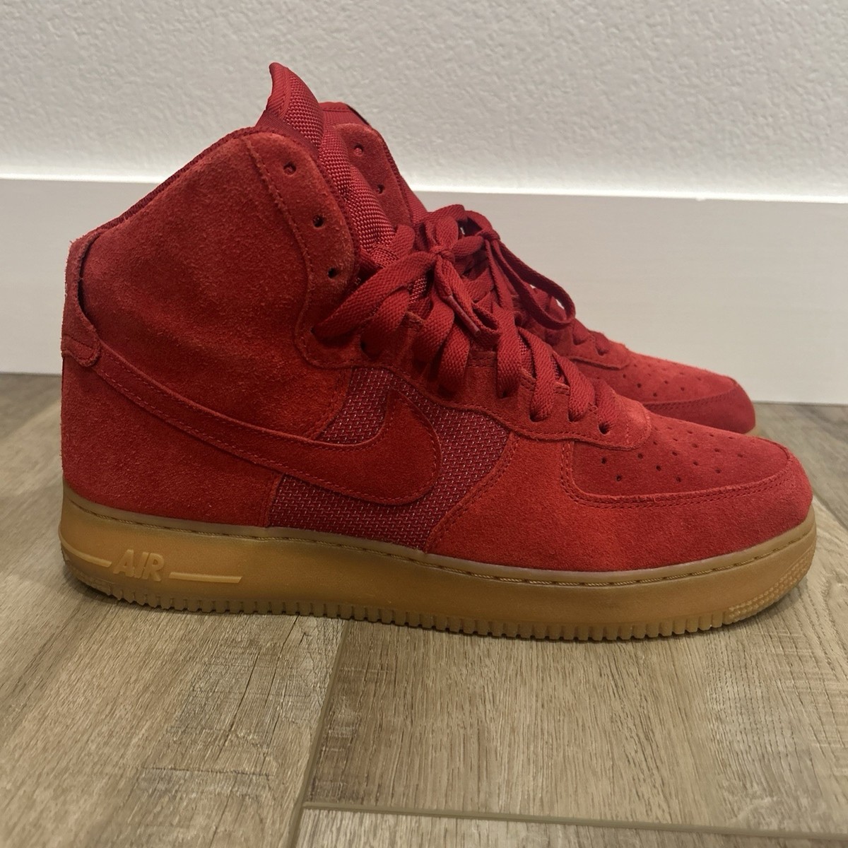 air force 1 red suede high