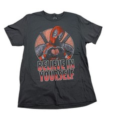 MARVEL Deadpool Graphic "Believe in Yourself" TShirt S/S Gray Men's Sz L 42-44