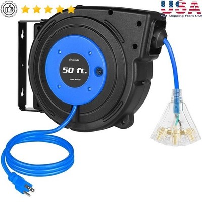Automatic Retractable Extension Cord Reel 50FT Heavy Duty Wall Ceiling Mount New