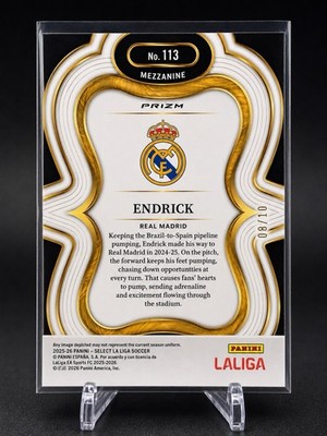 2025-26 Panini Select La Liga Endrick Real Madrid Mezzanine #113 08/10 Gold