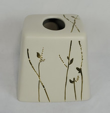 JCPenney Tissue Box Cover Urban Garden Ceramic Holder Cream Deep Olive Green