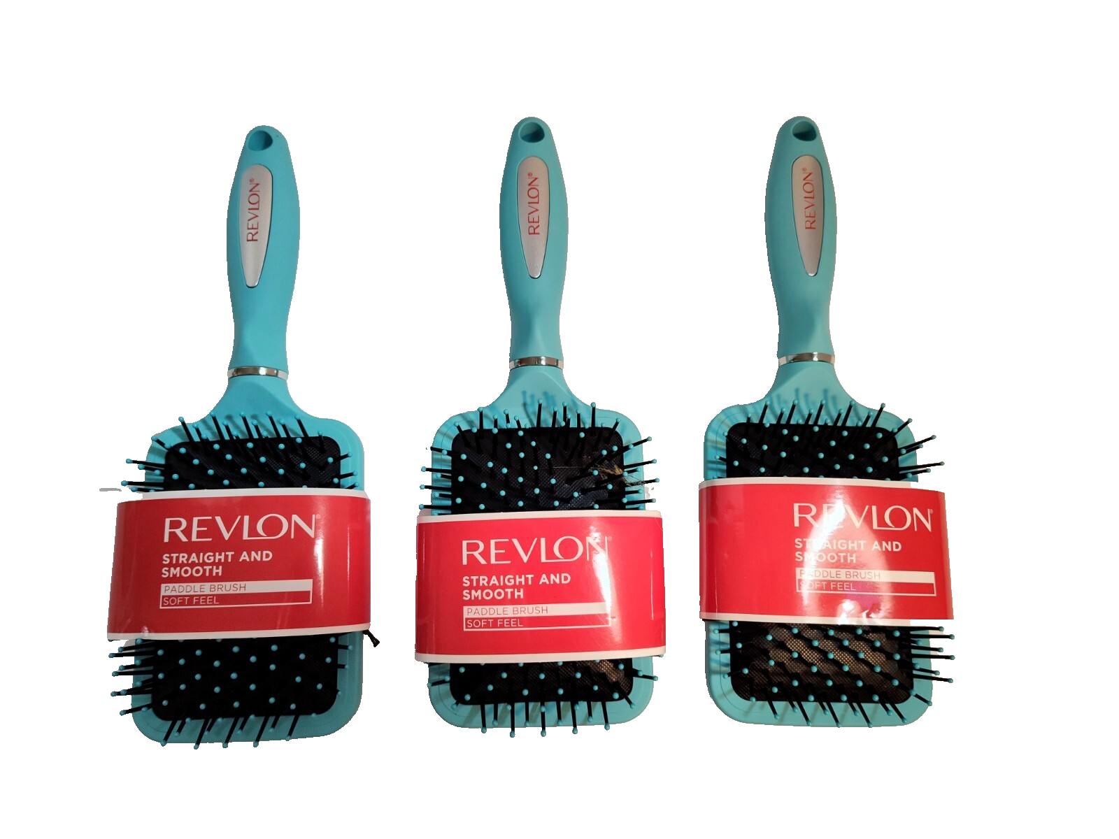 Revlon Straight and Smooth Paddle Brush with Soft Feel Green Hair Brush-image