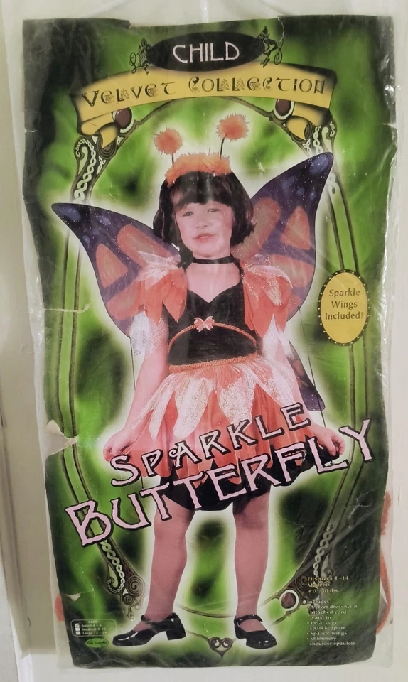 Sparkle Butterfly Orange Velvet Costume from Fun World Child Size Small (4-6) - Image 4 of 4