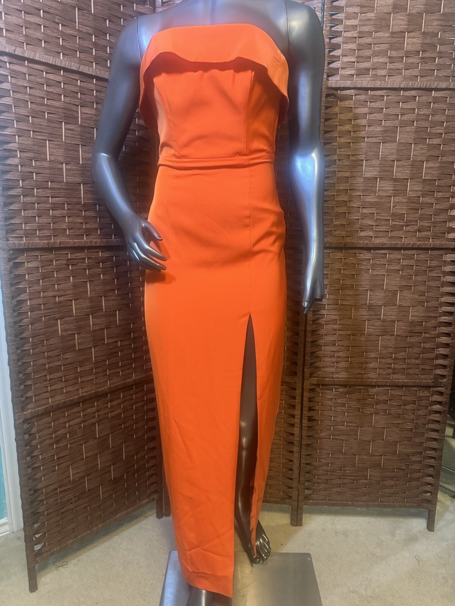 Meshki XS Formal Dress Gown Prom Wedding Orange Slit Long Strapless  *zipperworks | eBay