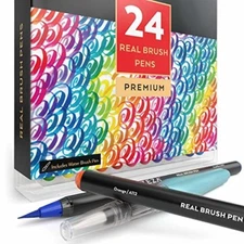 Arteza Real Brush Watercolor Pens 24 Colors Painting Calligraphy Drawing Arts