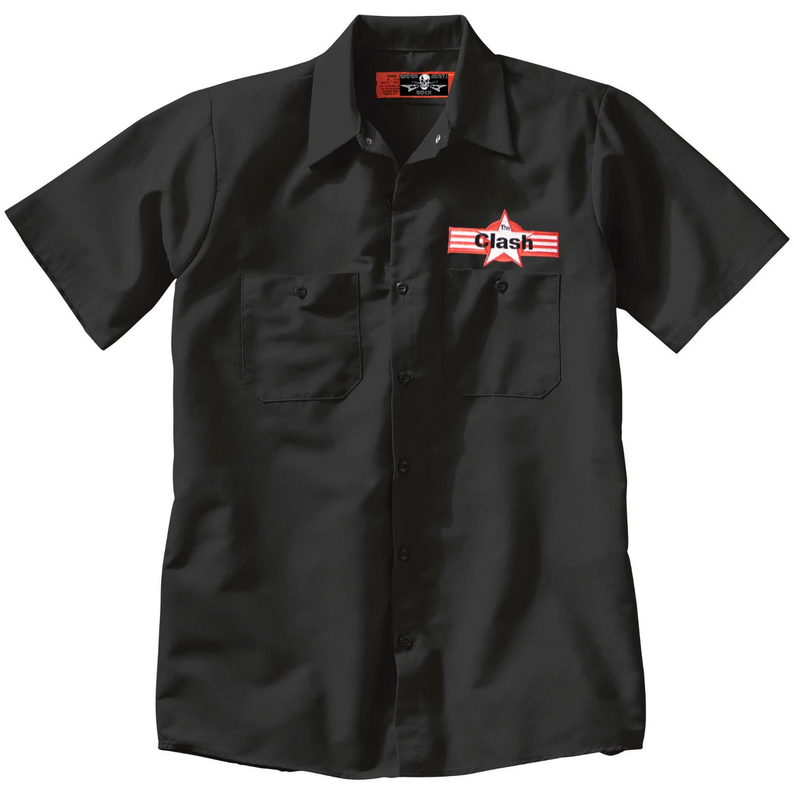 The CLASH Embroidered Patch + Black Button Up Work SHIRT punk rock tattoo