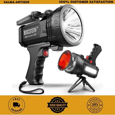 BIGSUN Rechargeable Spotlight, High Lumens 1000,000 LED Flashlight with Built-in