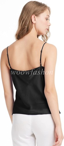 Damen Satin Seide Camisole Tank Tops Camis Top Spaghettiträger Weste T-Shirt Bluse Tee - Bild 10 von 41