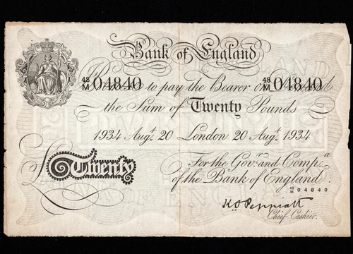 England UK Great Britain 20  Pounds  1934  P-337  *** Bernhard ***