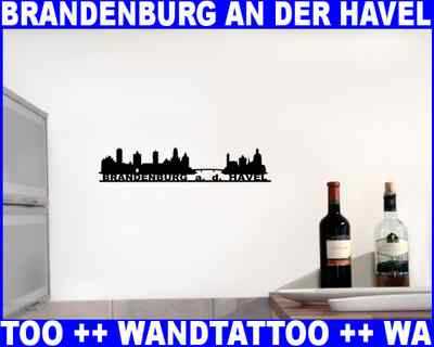 Samunshi Wandtattoo Brandenburg an der Havel Skyline Wandaufkleber   30 x 7,1cm 
