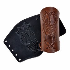 Leder Armsch&uuml;tzer mit Pr&auml;gung Lederarmsch&uuml;tzer Armschiene Armband Leather Bracer