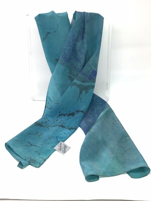 Artisan Made, Hand marbled, Silk Scarf, One Of A Kind, Hand Made, Free Shipping