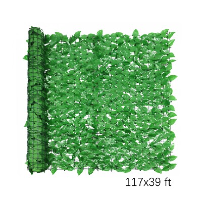 117x39'' Artificial Faux Laurel Light Leaf Privacy Fence Panel Screen Hedge Decor
