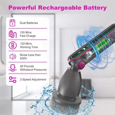 Clearance Electric Spin Scrubber Quiet Cordless Cleaning Brush Pressure 120Mins