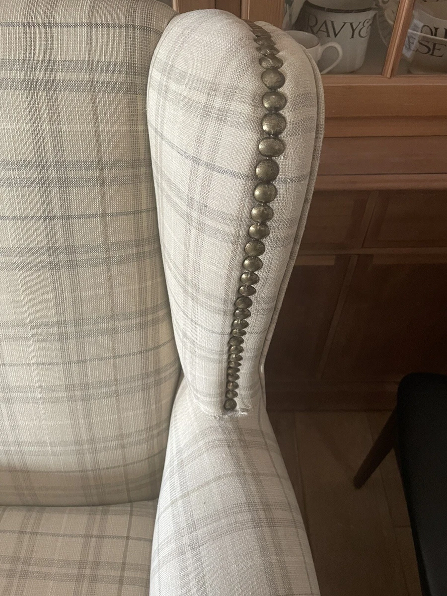 Next Sherlock Armchair in Natural Beige Check Tartan Marlow