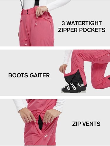 Women's Insulated Ski Pants Waterproof 15,000mm Removable Suspenders Winter S... - Picture 5 of 5