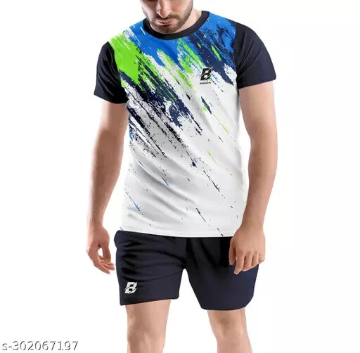 Printed Super Net Comfortable T shirt Shorts Set for Sports Gym
