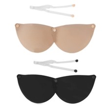 Women Strapless Push Up Sticky Bras Rotatable Button Lift Silicone Nipple Covers