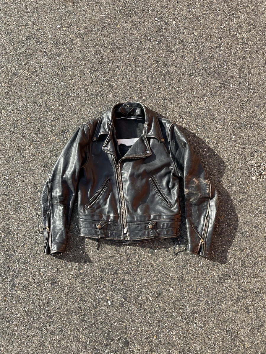 Vintage 60’s The Leather Shop Biker Leather Jacket PUNK GRUNGE 70s SZ Small