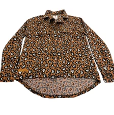 Women's Simply Southern X-Large Cheetah Print Button Down Thick Shirt