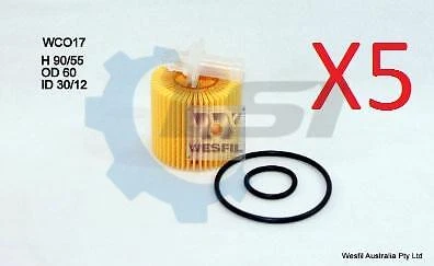 5 x Wesfil Oil Filters WCO17