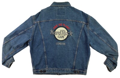 VTG LEVI S Men s XL Blue 100% Cotton Denim Trucker Jacket Hard Rock Cafe London