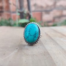 Awesome Turquoise Gemstone Ring 925 Sterling Silver Gift For Girls Women Ring