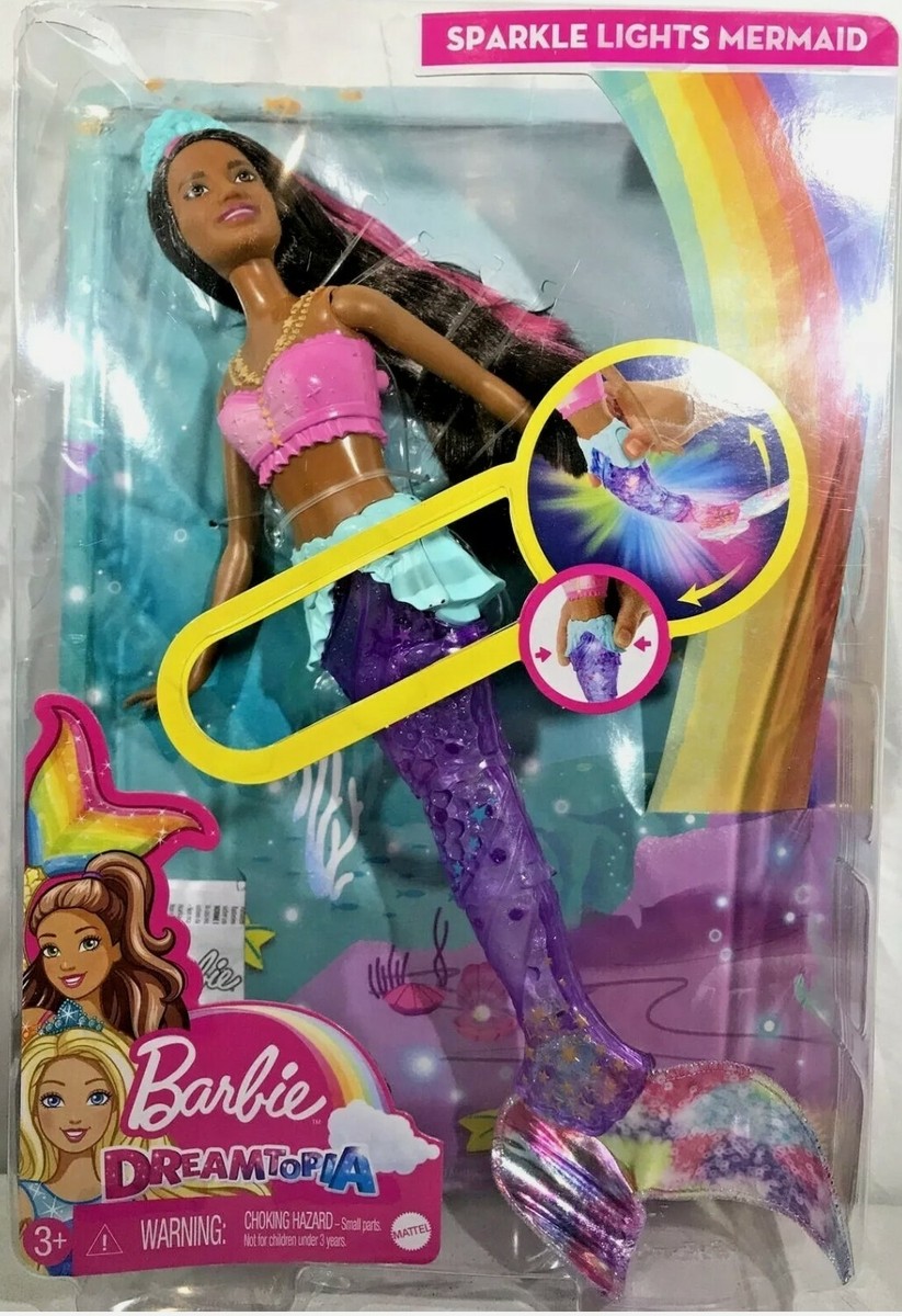 Barbie Dreamtopia Sparkle Lights Mermaid Doll With Brunette Pink Hair