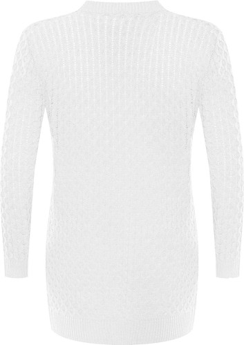 Women's Plus Cable Knitted Open Pocket Cardigan Chunky Long Sleeve Grandad - Picture 2 of 28