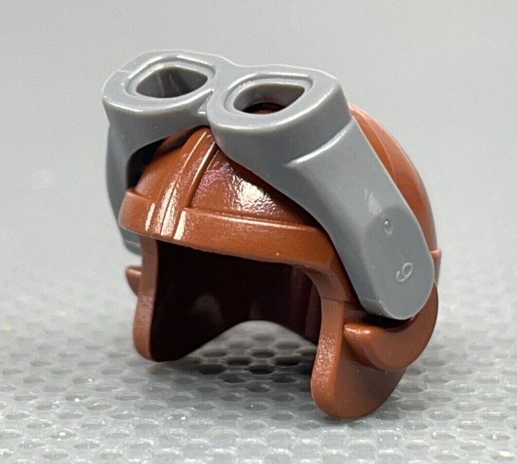 LEGO Reddish Brown Minifigure Aviator Cap Helmet Hat Goggles Glasses (x1)