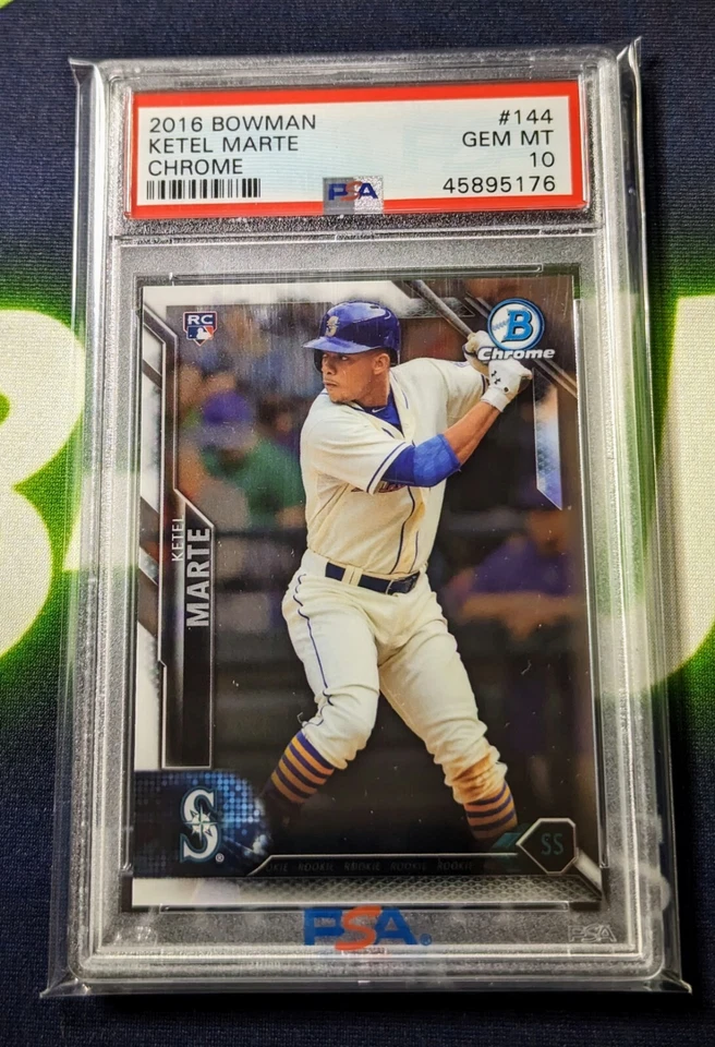 2016 Bowman Chrome KETEL MARTE Rookie Card #144 PSA 10 | DBACKS NLCS MVP LOW POP - Image 3 of 4