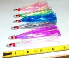 6 Mylar Fishing Lure Bucktail Hair Teaser Fluke Bass Tuna Mahi Mackeral Jig Lot