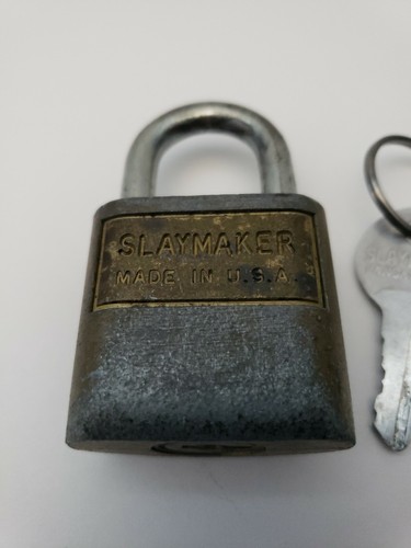 Candado de cilindro Slaymaker vintage con llave - Imagen 2 de 5