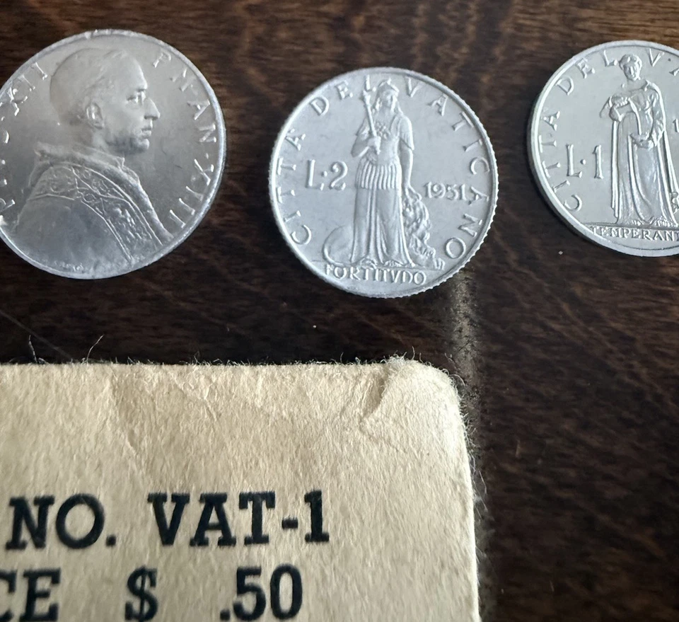 VATICAN CITY  MINOR COINS,  UNCIRCULATED, 1, 2, 5, &10 LIRE, 1951 - Image 4 of 4