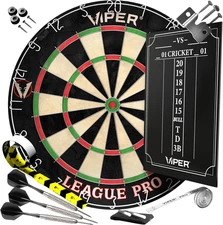 Viper League Pro Regulation Bristle Steel Tip Dartboard Starter Set with Staple-