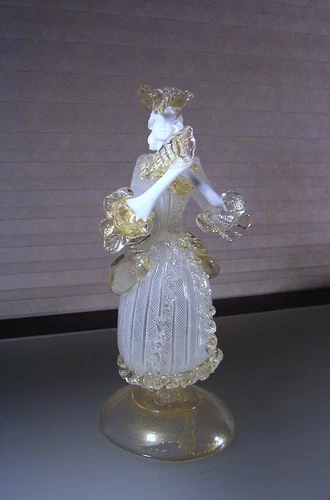 1950s Murano Italy Art Glass Figure Venetian Lady 18th Century Costume