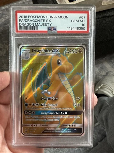 Pokémon Dragonite GX Full Art Ultra Rare Holo 67/70 Dragon Majesty PSA 10 2018