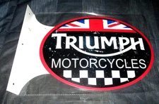TRIUMPH MOTORCYCLES Double-Sided Metal Flange Sign #02 - NEW**