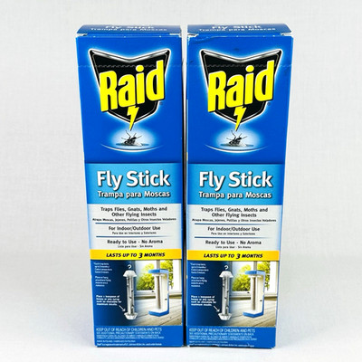2x Raid Jumbo Fly Stick Flying Insect Trap Indoor Outdoor for Flies Gnats Moths